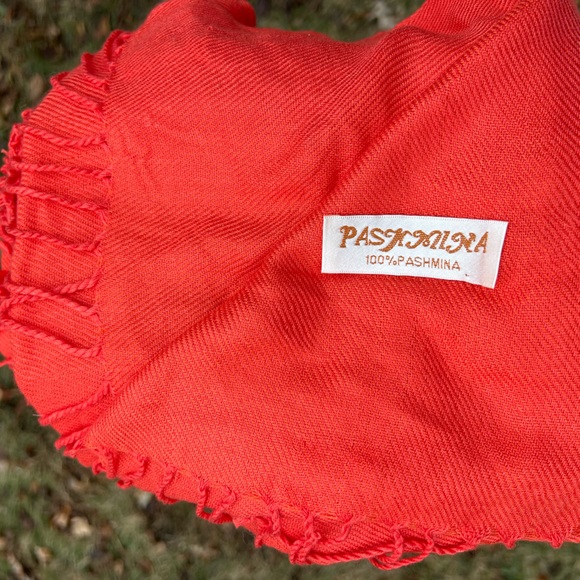 100% Pashmina Scarf Wrap Shawl — Coral — 28” x 72” - Picture 12 of 15